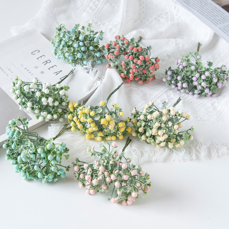 Christmas Wreath Fake - Artificial Plum Flowers Baby's Breath Diy