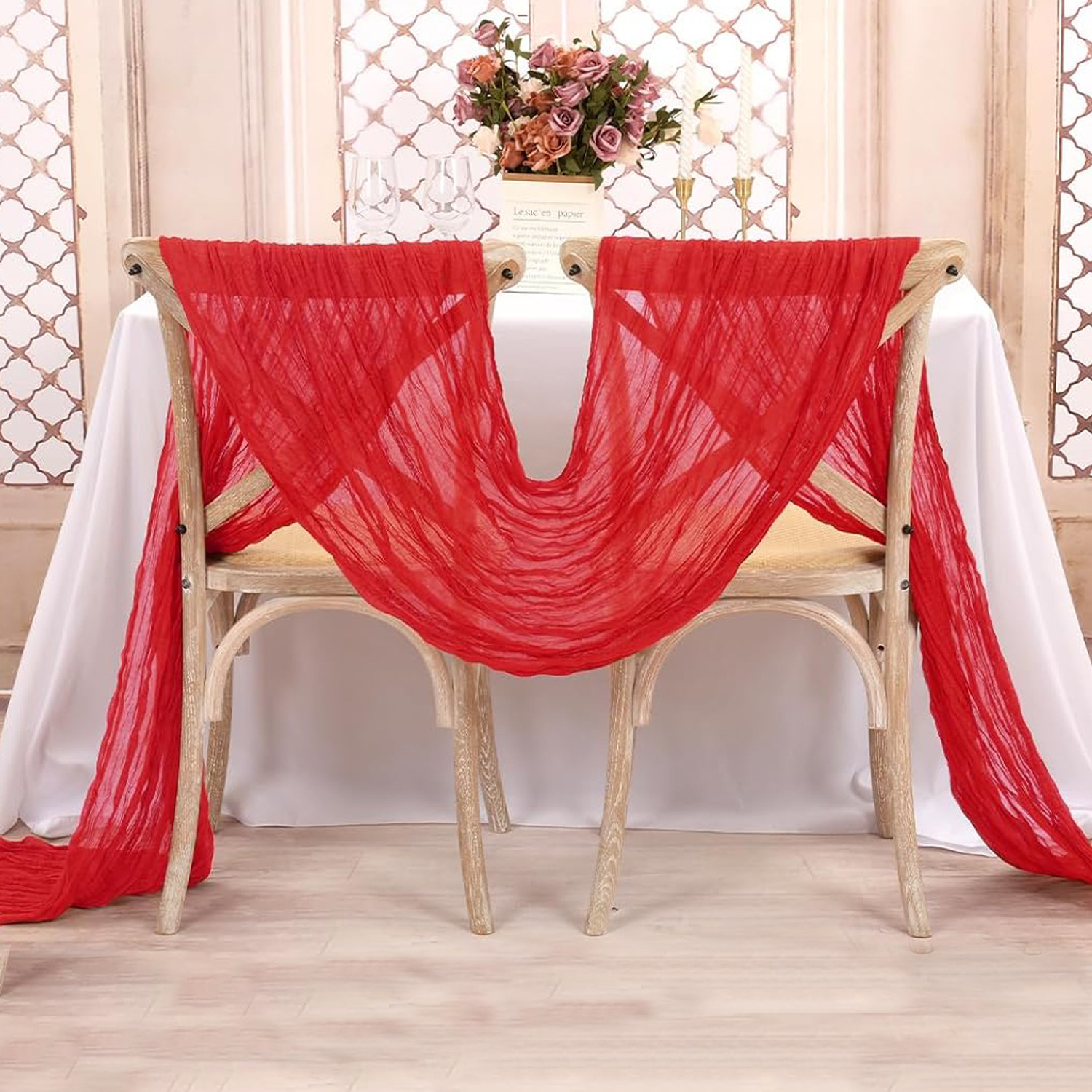 Red Table Runner Gauze Wedding - Christmas Table Runner recensie en prijs