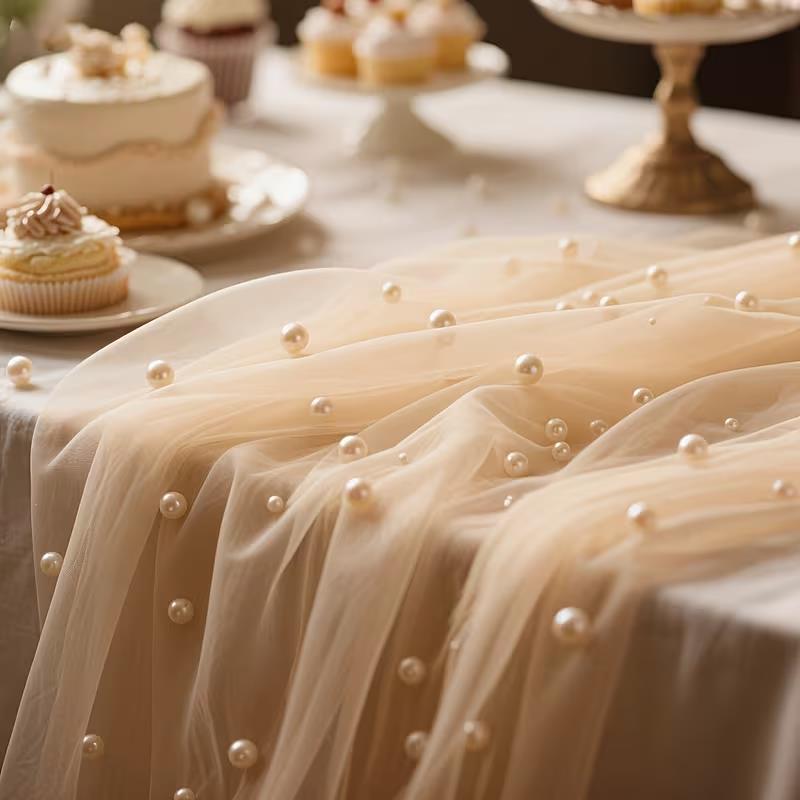 300x80cm Pearl Sheer Tulle Tab - Christmas Table Runner recensie en prijs