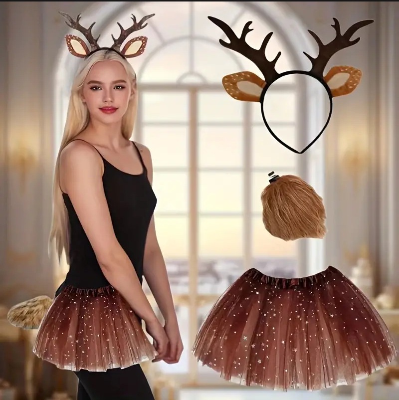 Reindeer Costume Set Tutu Skir - Reindeer Antlers Headband recensie en prijs