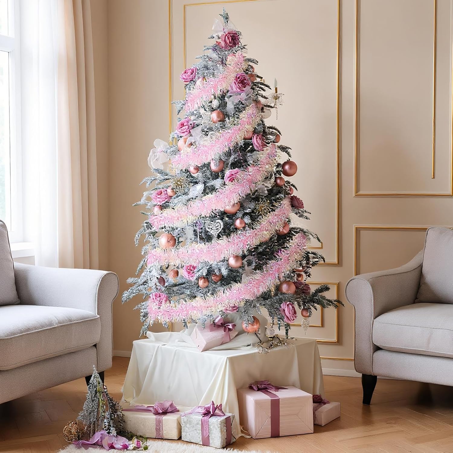 2M Pink Christmas Tinsel Garla - Tinsel Garland Decoration recensie en prijs