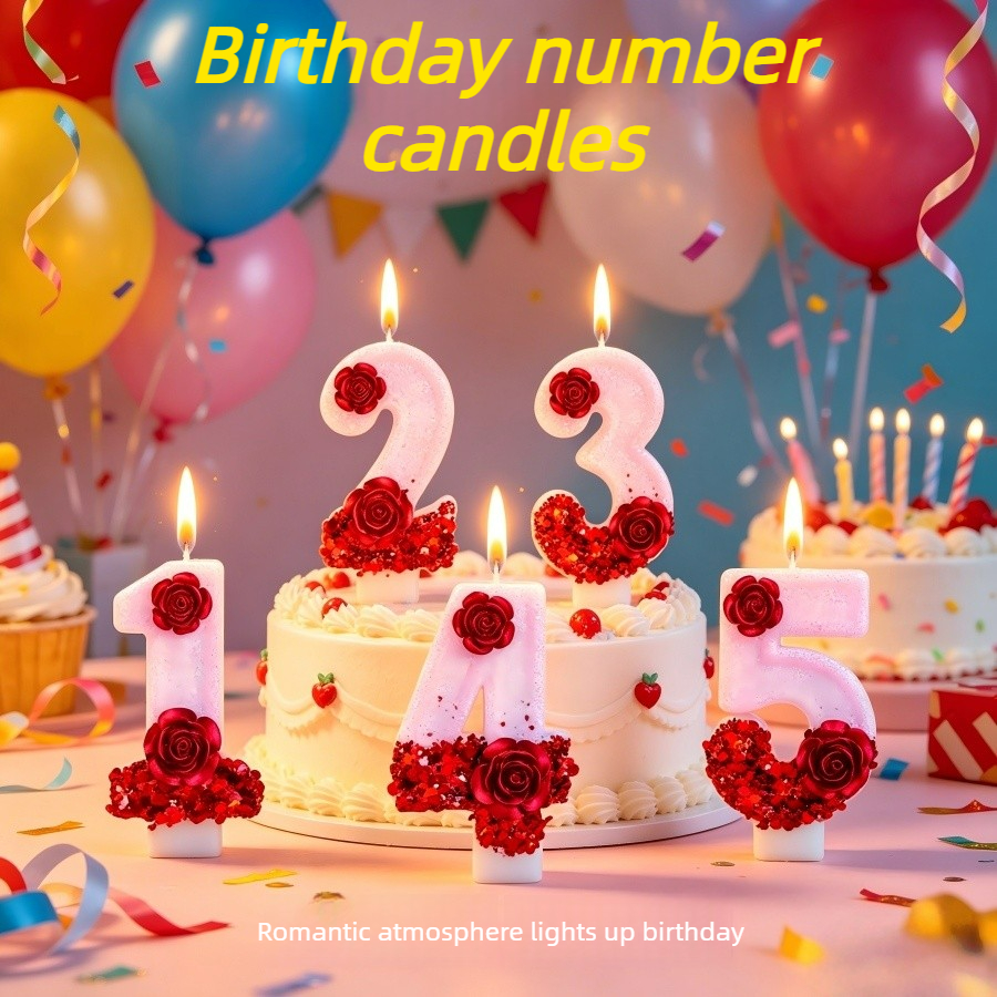 Number Pink Glitter Red Rose F - Holiday Candle Set recensie en prijs