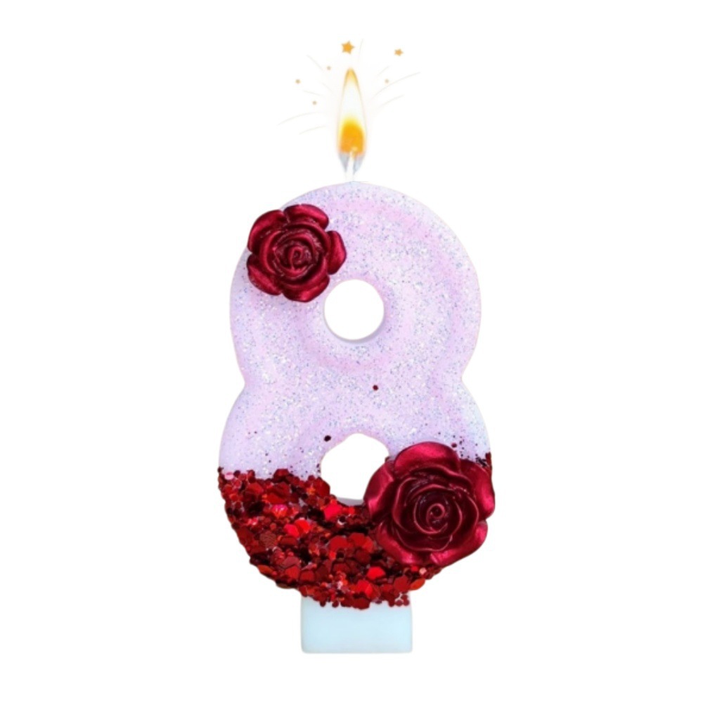 Number Pink Glitter Red Rose F - Holiday Candle Set recensie en prijs