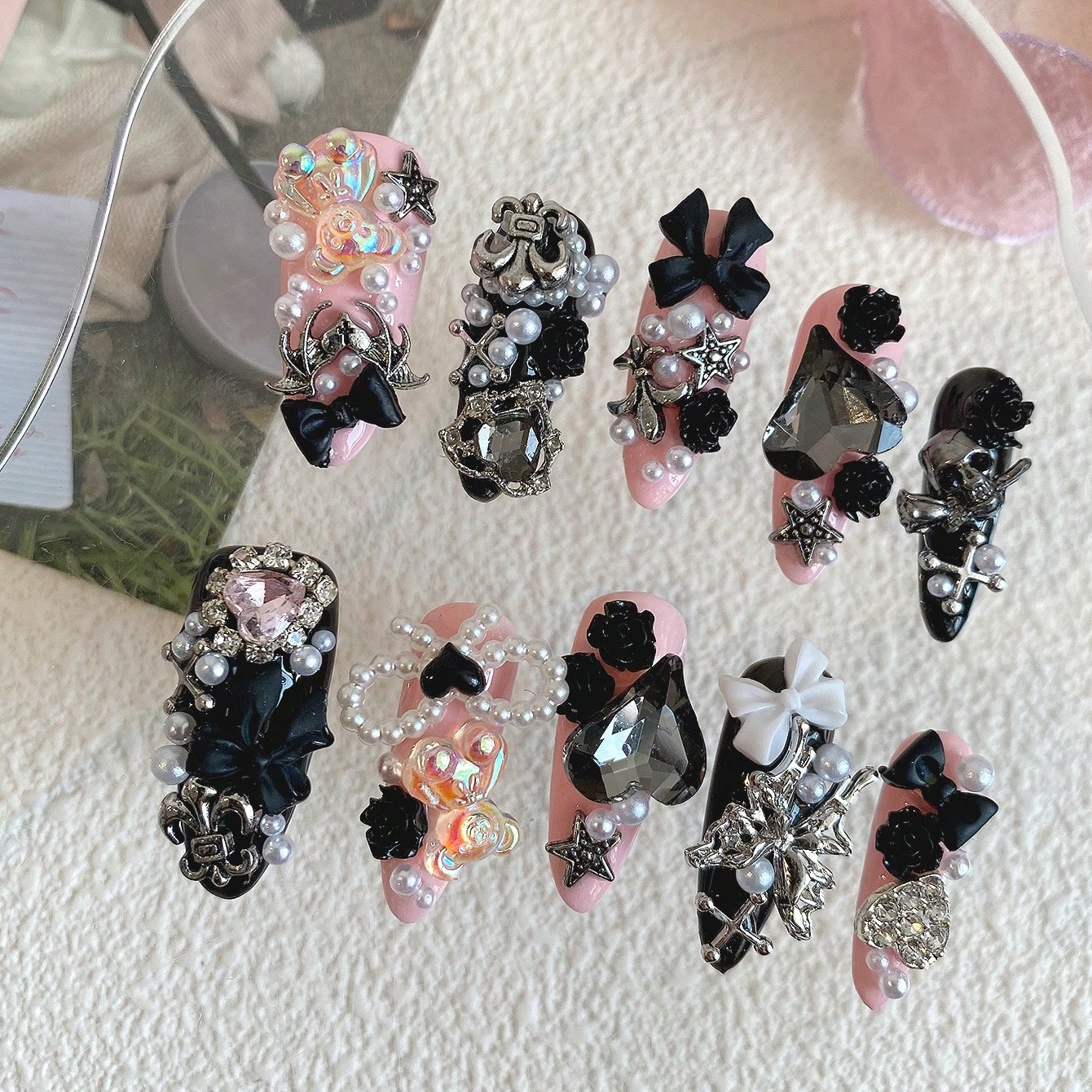 10pcs Long Coffin Pink Black G - Ribbon Bow Gift recensie en prijs
