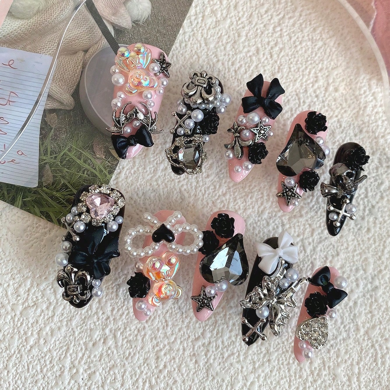 10pcs Long Coffin Pink Black G - Ribbon Bow Gift recensie en prijs