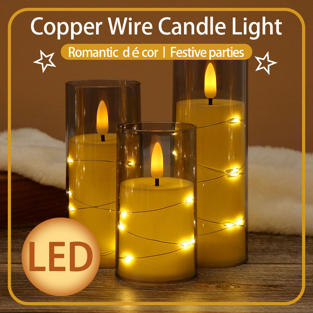 3pcs/set LED Copper Wire Flame - Holiday Candle Set recensie en prijs