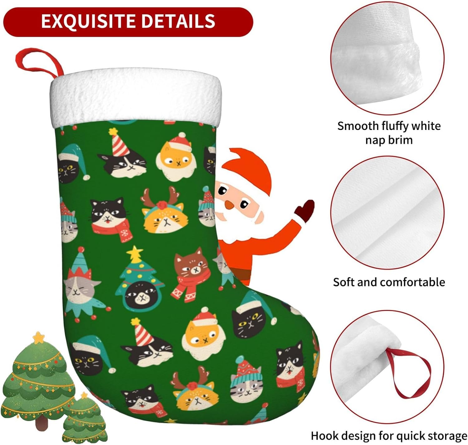 Cute Cats Green Christmas Stoc - Christmas Stocking Hanging recensie en prijs